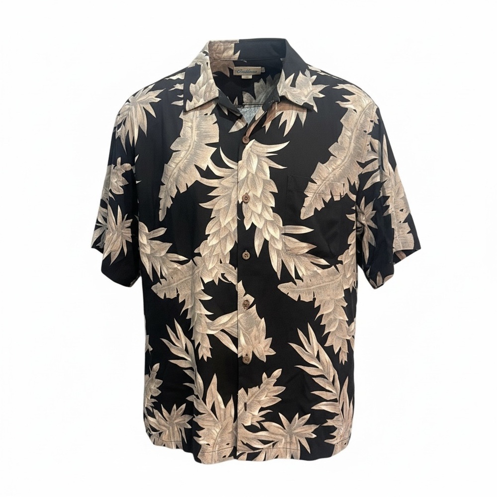 Caribbean Floral Print Short Sleeve Woven Camp Shirt